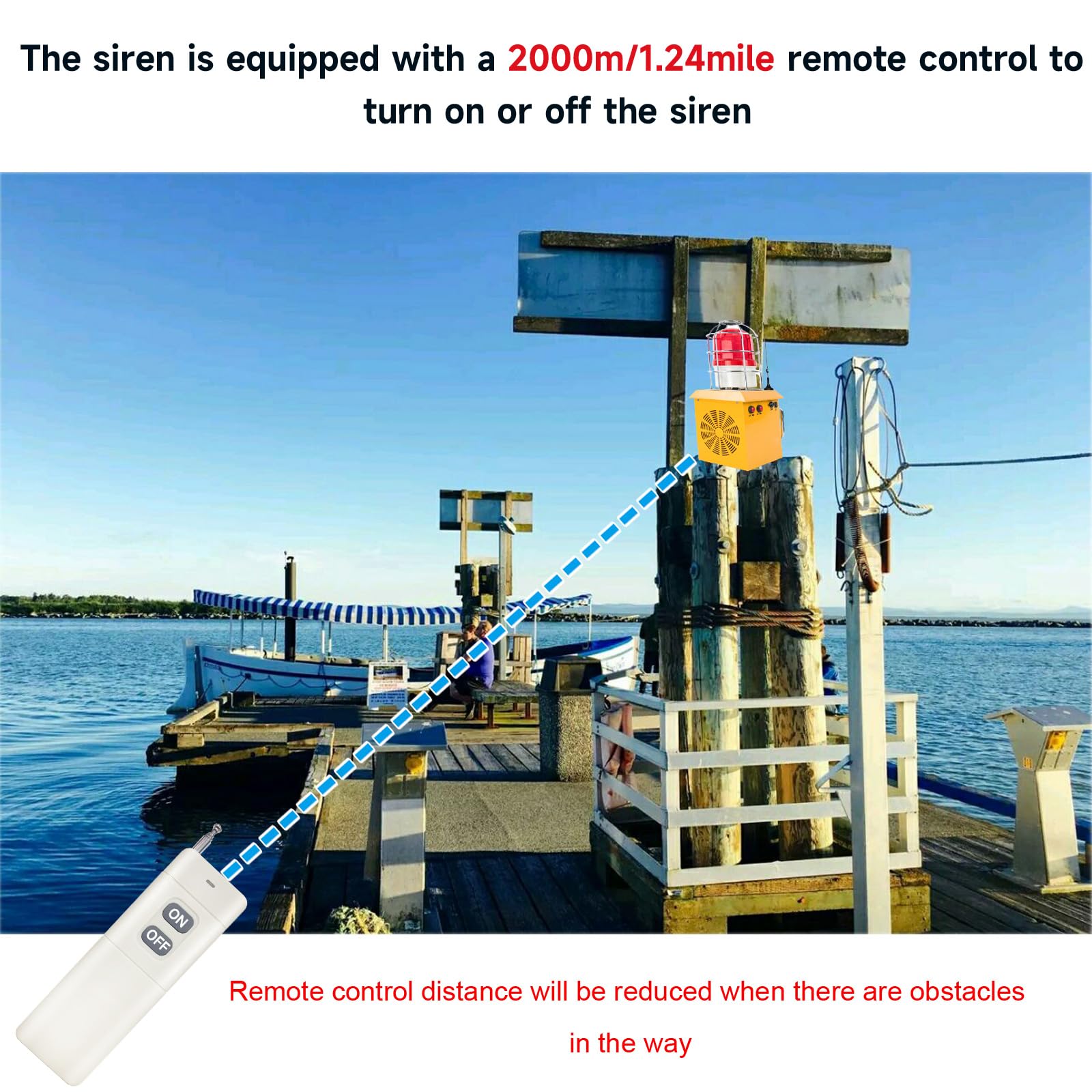 Y DIANS S Outdoor Portable Rechargeable Wireless Remote Control Alarm Siren 2km(1.24mi) Remote Distance 120dB Loud Horn Adjust Sound and Tone with 5000mAh Lithium Battery AC100-240V SLA-1509Y