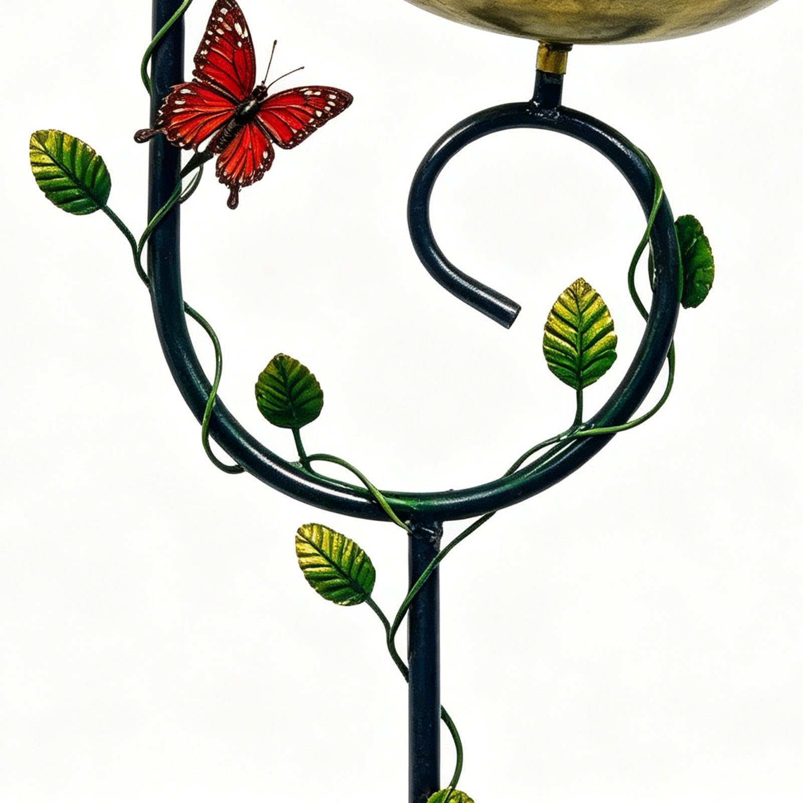 Mangiatoia per uccelli e stazione di abbeveraggio per - Ornamento da giardino in ferro battuto per impollinatori, fauna selvatica e spazi esterni | Picchetto decorativo in metallo per patio, prato