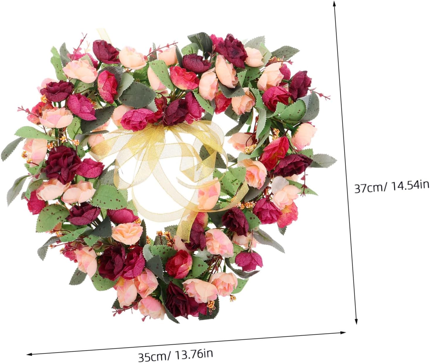 -Shaped Floral Wreath with Green Leaves Flower Garland for Home Door Wall Wedding and Party Decorations Reusable Elegant Decor for Any Occasion