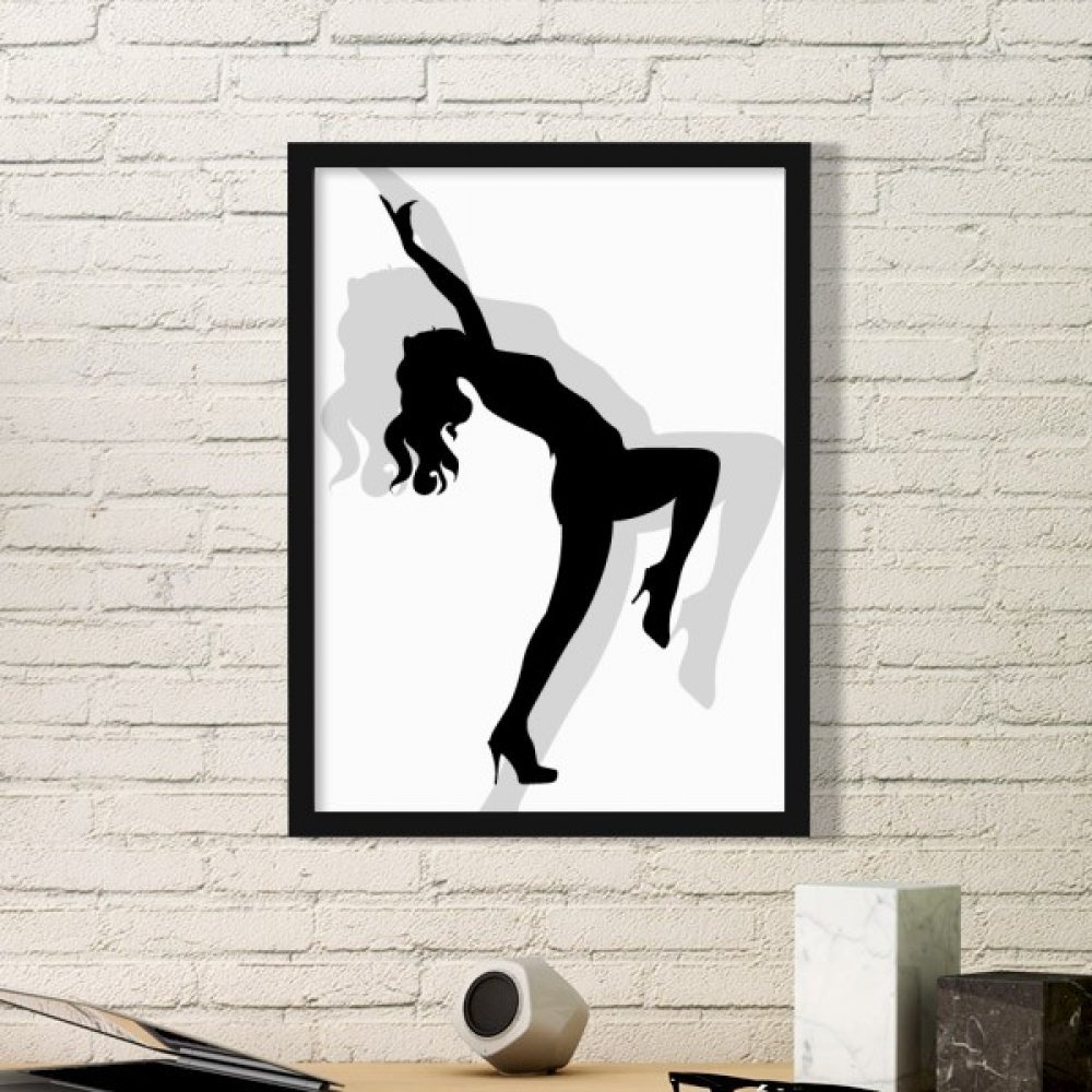 Cadre photo ronde en bois avec art peinture silhouette de femme danseuse noire small