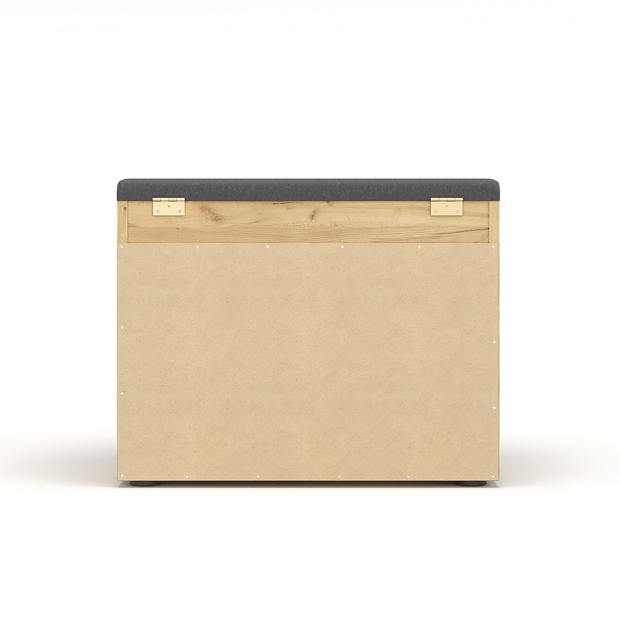 Komto Banc à Chaussures avec Assise Rembourrée – Meuble de Rangement Chêne Miel 60 x 48 x 32 cm pour Entrée, Couloir ou Chambre, Rangement Compact avec Coffre