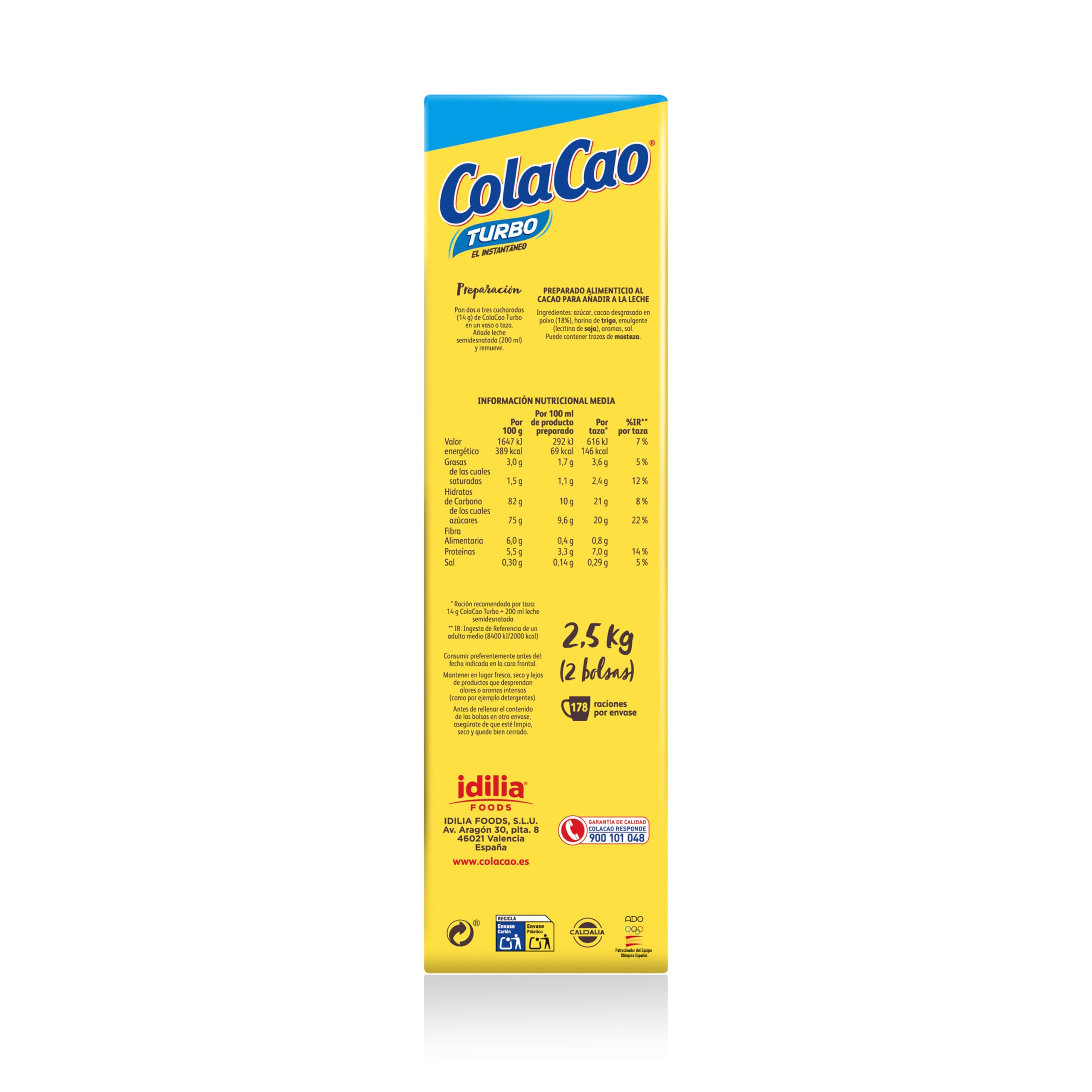 ColaCao, Turbo, Cacao Soluble Instantáneo Natural sin Aditivos - Formato Ahorro - 2,5kg (Taza Batidora Star Wars)