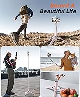 Vista 6 de Trípode de teléfono de 62 pulgadas y palo para selfie, trípode para iPhone con control remoto, soporte para teléfono celular todo en 1, portátil