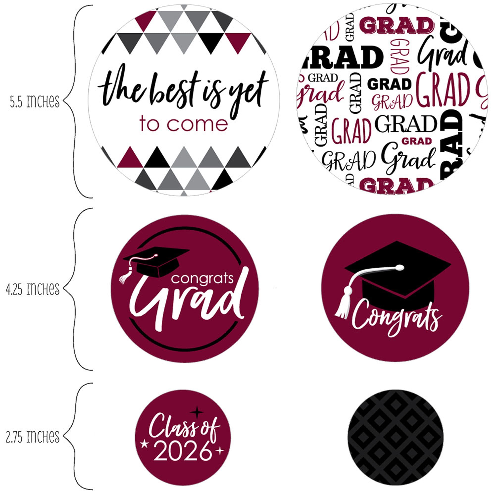 Big Dot of Happiness Best is yet to come - Confeti de círculo gigante para fiesta de graduación 2020 - Decoraciones para fiesta de graduación - Confeti grande 27 unidades, Confeti granate Grad, 27