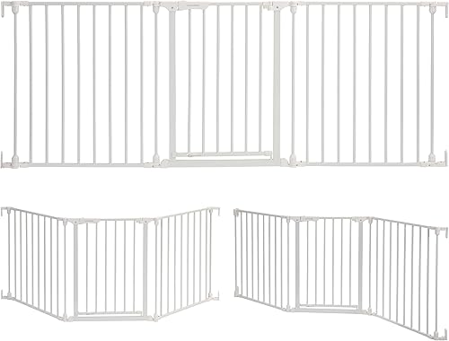 Dreambaby Discovery - Puerta de metal para bebé, 76.5 pulgadas, extra ancha, 3 paneles para aberturas en ángulo, configurable para escaleras y
