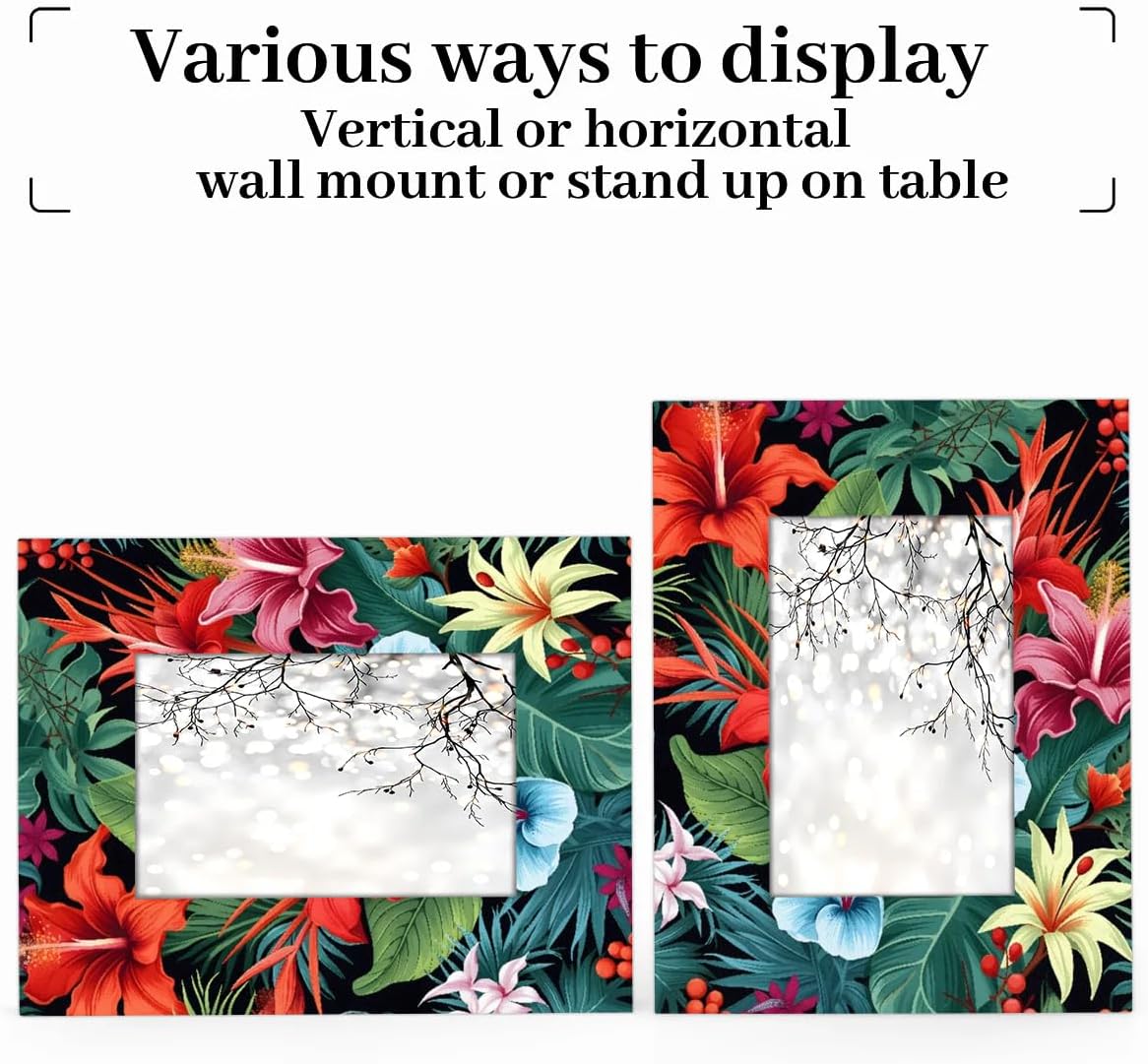 Tropical Hibiscus Floral Hawaii Palm 8x10 Picture Frame, Photo Frame 8x10 for Wall Hanging and Tabletop Display, Photo Picture Frame for Vertical or Horizontal Display