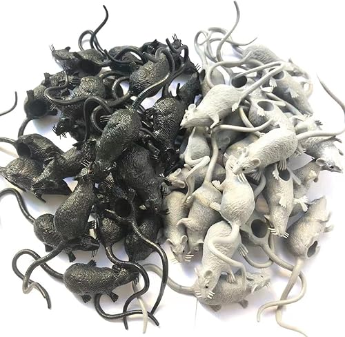 Miniatura 3 de 80 figuras de plástico para Halloween, modelo de ratón, pequeño ratón falso y rata para fiesta de broma, regalos novedosos