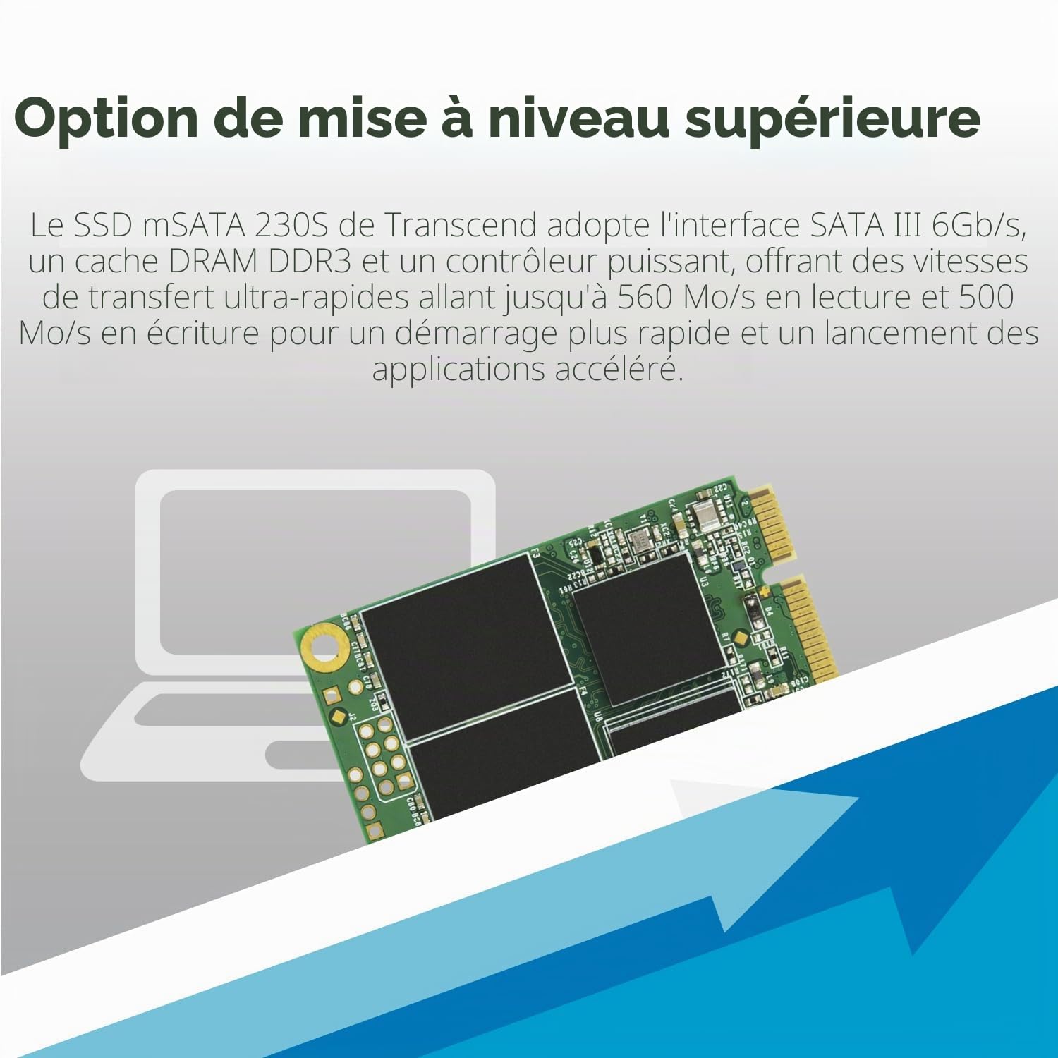 Transcend MSA230S SSD mSATA 128GB SATA III 6 Go/s 3D TLC NAND - TS128GMSA230S