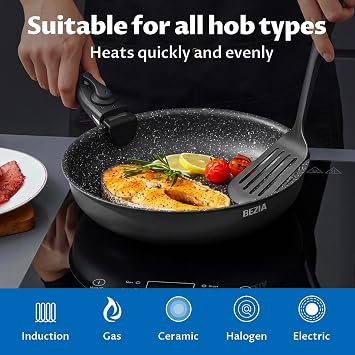 BEZIA Induction Hob Pans Set with Detachable Handles, Saucepan Set Nonstick