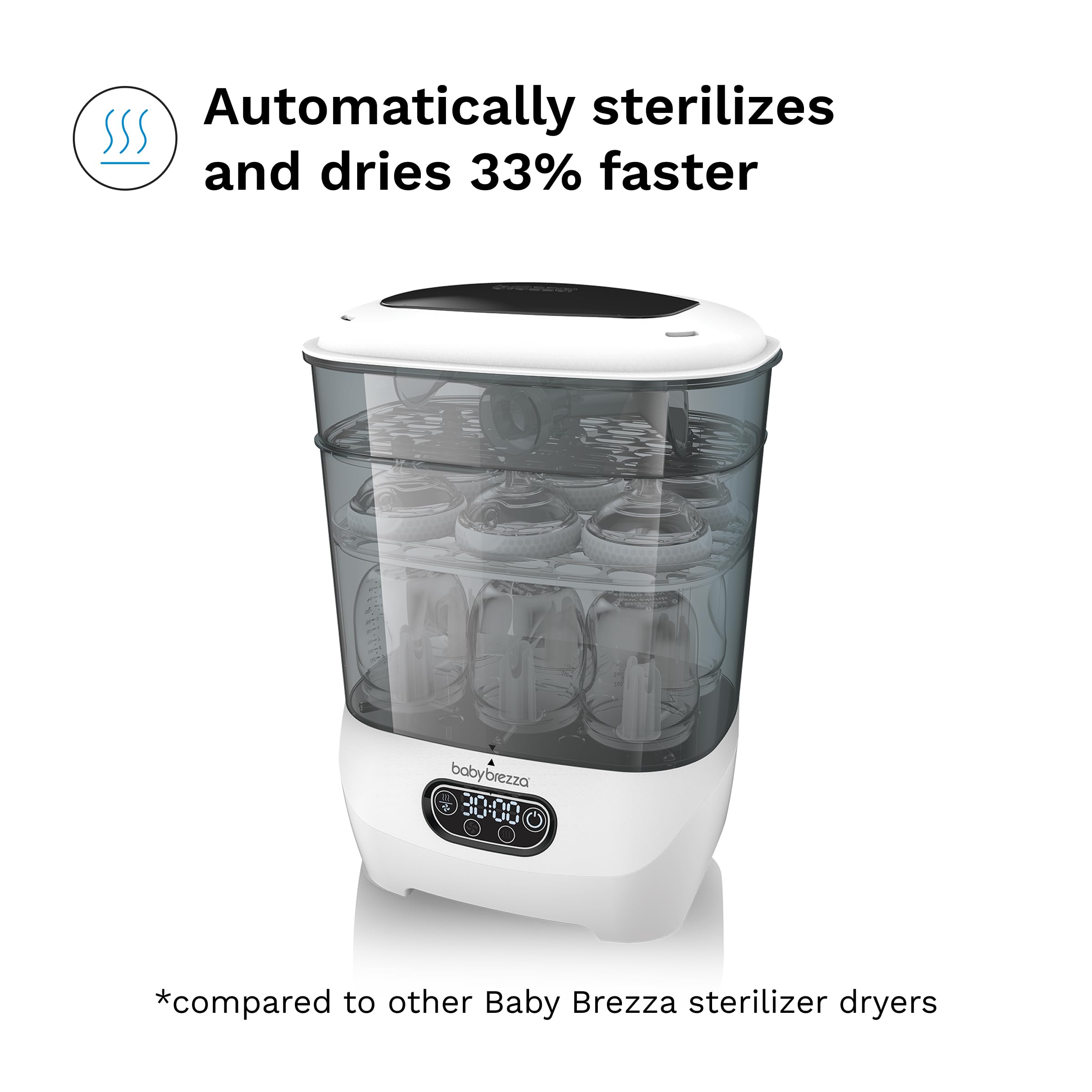 Baby Brezza Bottle Sterilizer and Dryer Advanced – 33% Faster - Largest Capacity Steam Sanitizer - Universal Sterilization Machine for All Bottles + Pump Parts - HEPA Air Filter Product Image 2