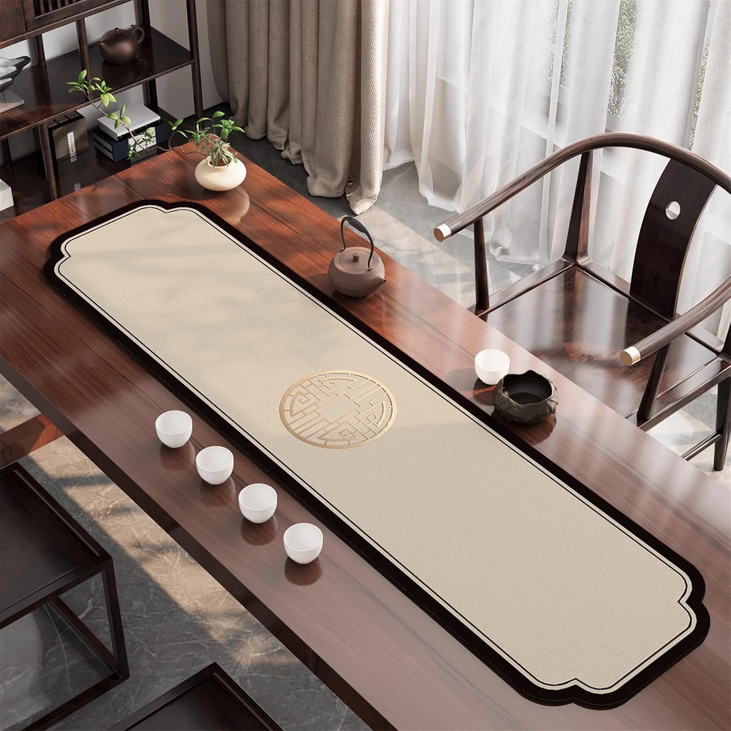 Tea Tablecloth Table Mat Flag, Chinese Style, Tea Set, Anti-Slip, Fabric-style7-30 * 220cm