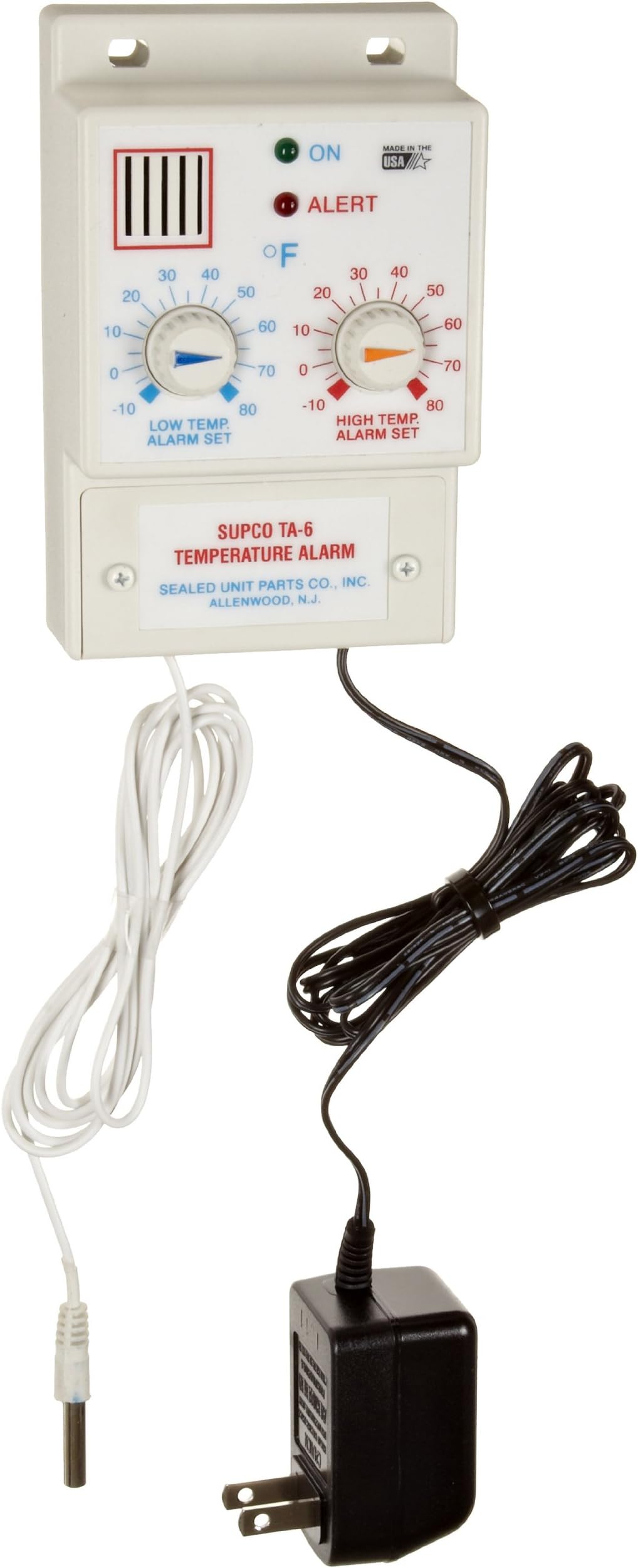 SupcoTA6 Dual Set Point Temperature Alarm, -10 to 80 Degrees F, 120 VAC