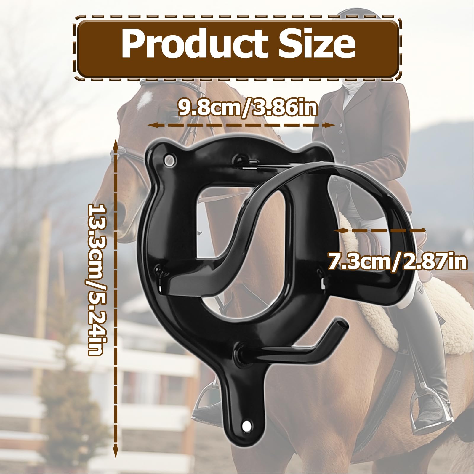 HYEIOL 6 Pack Horse Bridle Racks Bridle Hooks,Metal Wall-Mounted Horse Tack Storage Organizer Halter Hanger,Matte Black Anti-Rust Coating Horse Barn Supplies - Image 3