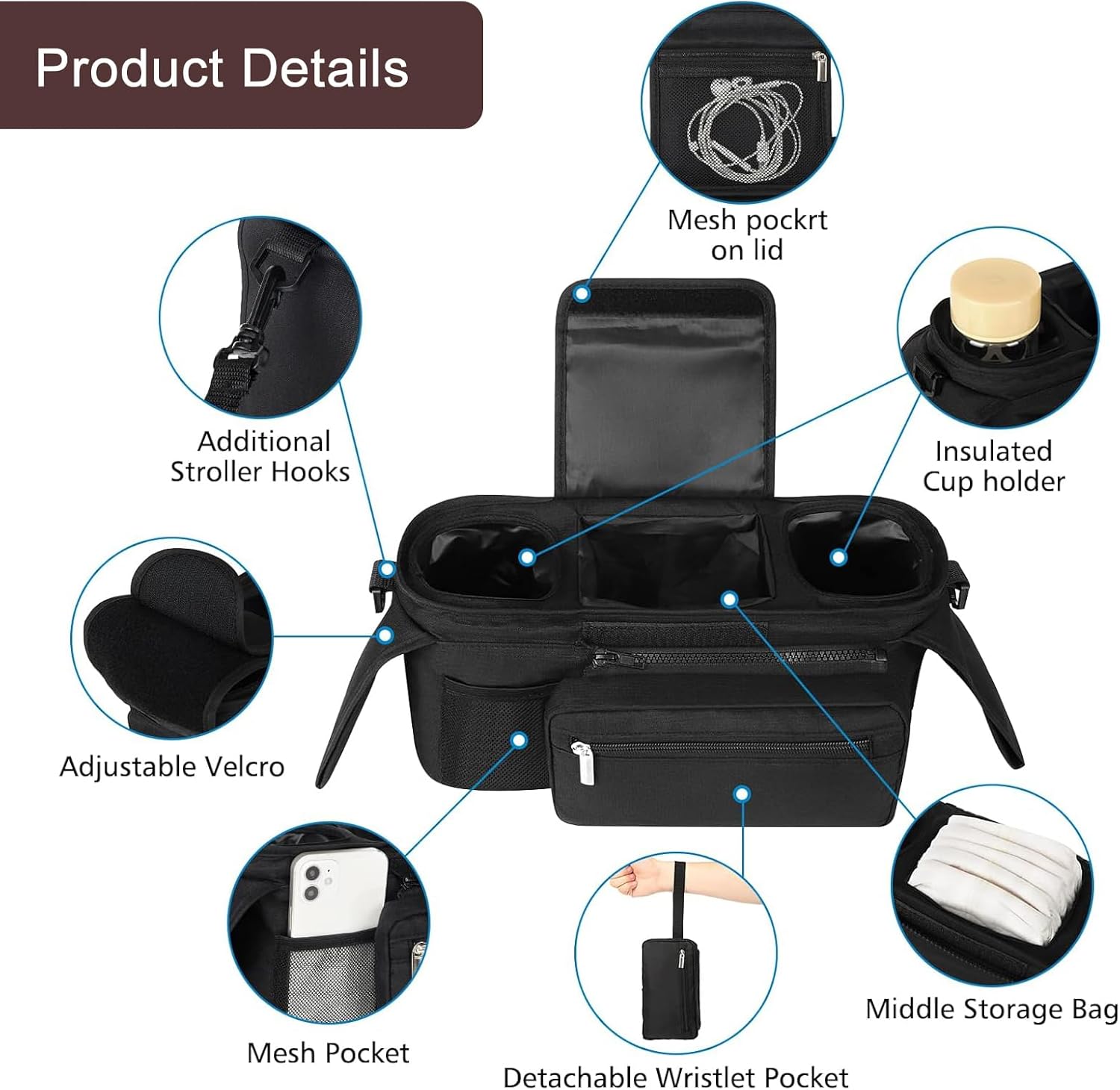 Uppababy Vista V2 Evenflo Universal Cup Holder Fits Strollers