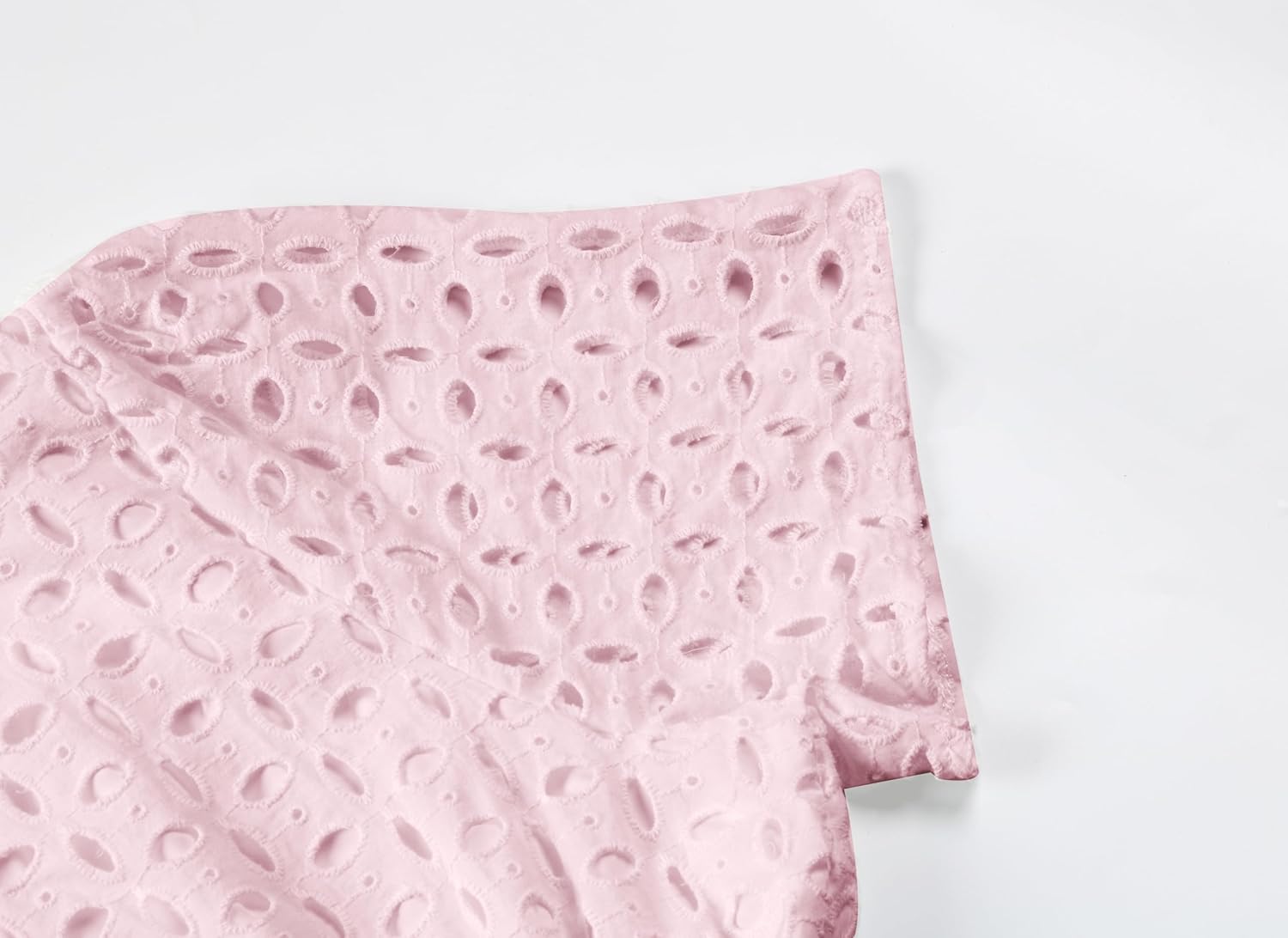 utcoco Lace Eyelet Mini Dress for Women 2025 Casual V Neck Short Sleeve Smocked Waist Tiered Boho Sun Dresses - Image 6