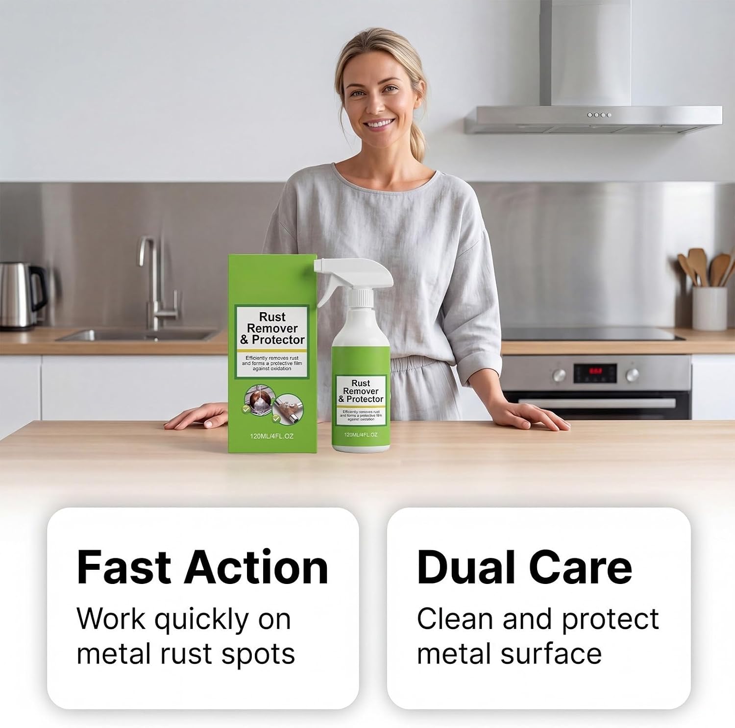Rust Remover Highly Concentrated Rust Remover Spray Fast Acting Heavy-Duty Metal Rust Cleaner, Effective for Tools, Stainless Steel and Automotive Parts