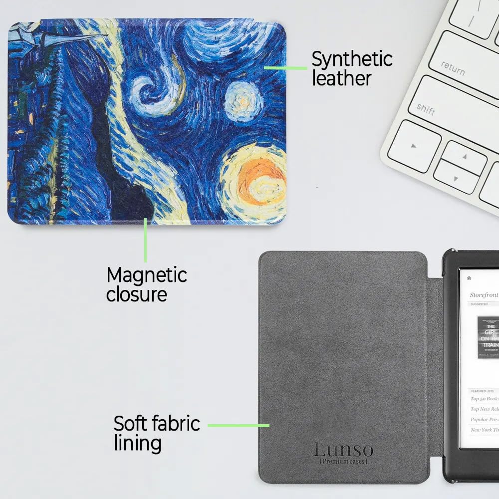 Lunso Leren sleepcover hoes Kobo Glo / Glo HD / Touch 2.0 Cognac