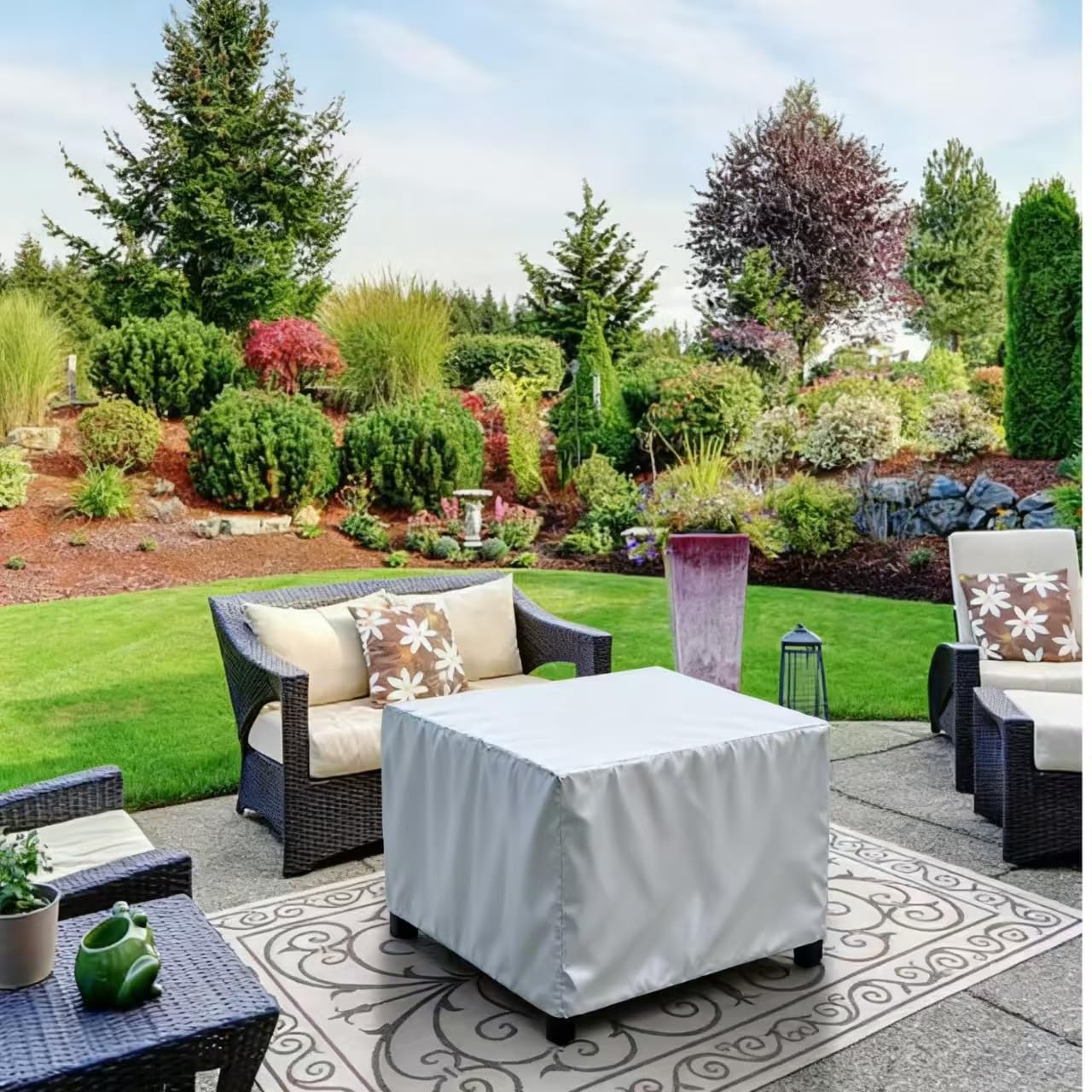 Coperture per Mobili da Giardino,Panno 420D Oxford Impermeabile Copertura,Tavoli e Sedie da Cortile Raggi UV,Quadrato Resistente Allo Strappo Copertura Tavolo/nero230x80x80cm/LxWxH