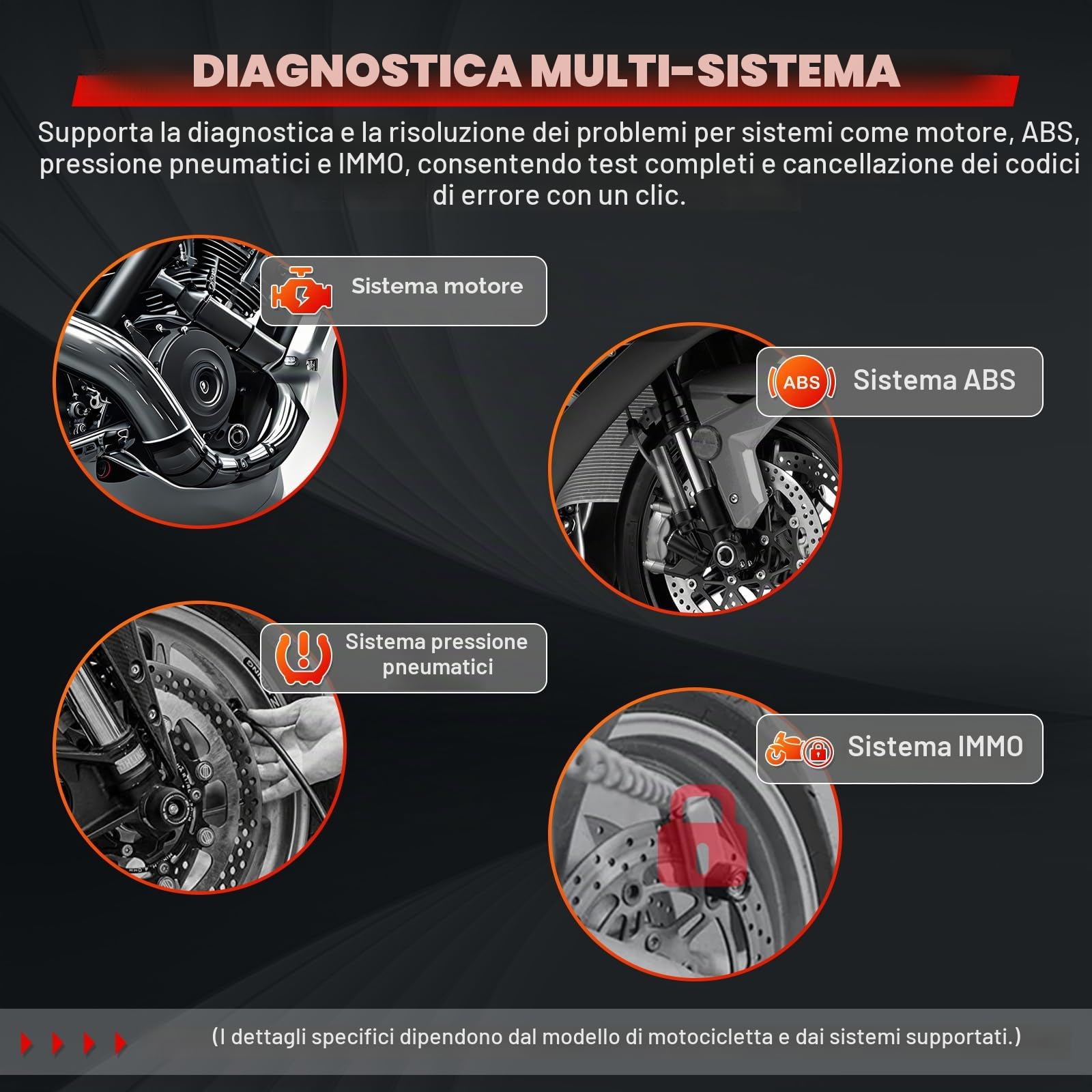 Scanner per moto strumento diagnostico per moto lettore obd per moto M4 Strumento diagnostico per motocicletta Lettura/Cancellazione codici di errore, test rapido e di tensione Lettore scanner di