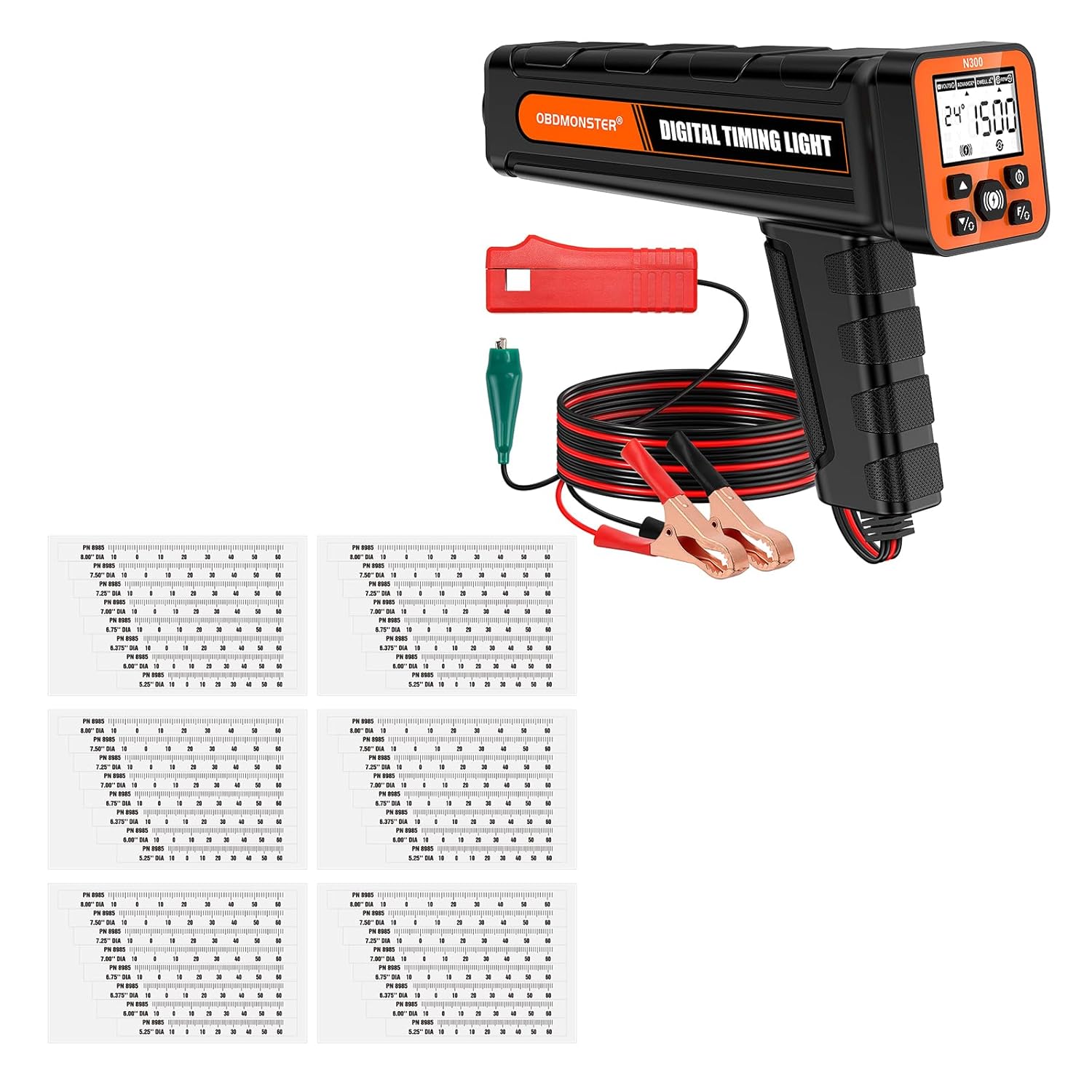 N300 Pro Digital Timing Light with Voltage Test & Dwell Angle, and Advance Angle & RPM + 6Pcs 8985 Harmonic Balancer Timing Tape for Engines