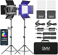GVM RGB 800D LED Video Light Panel Kit (2-Pack) with App Control, CRI 97+, 3200K-5600K Bi-Color, 8 Scene Modes for YouTube, Streaming, Photography