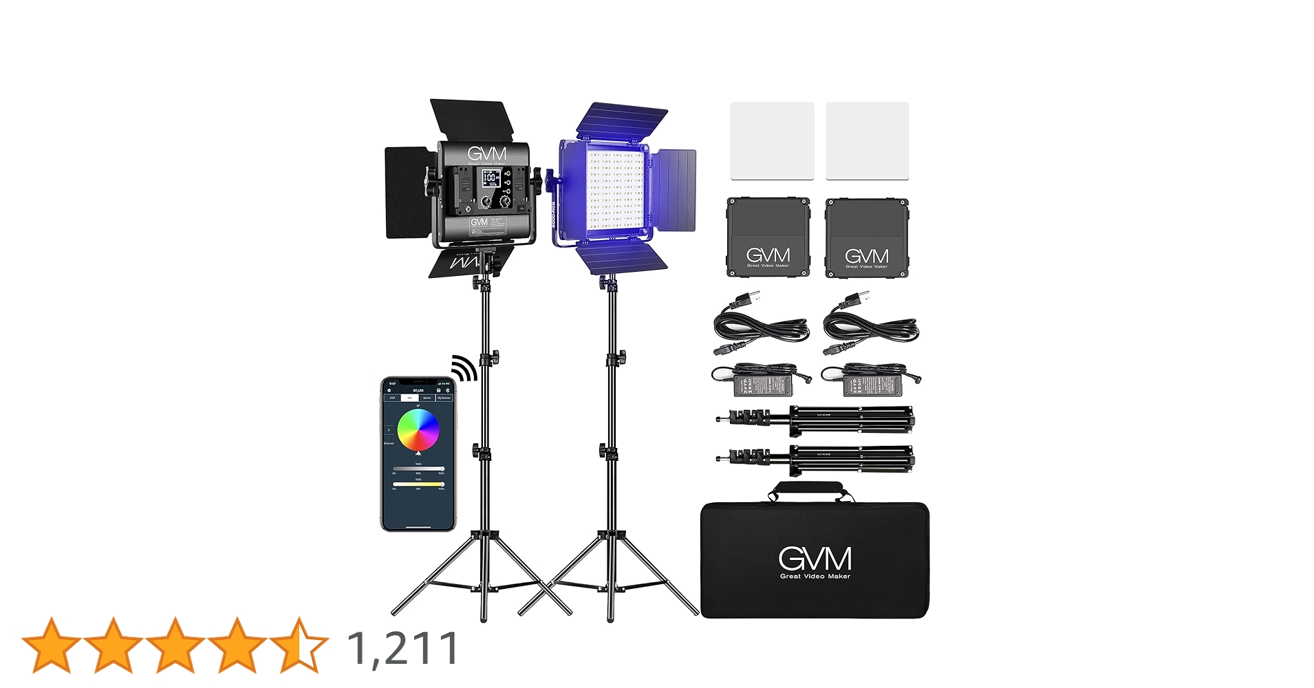 GVM RGB LEDビデオライト アプリコントロール付き撮影用照明 800D Amazon | GVM RGB LEDビデオライト アプリコントロール付き撮影