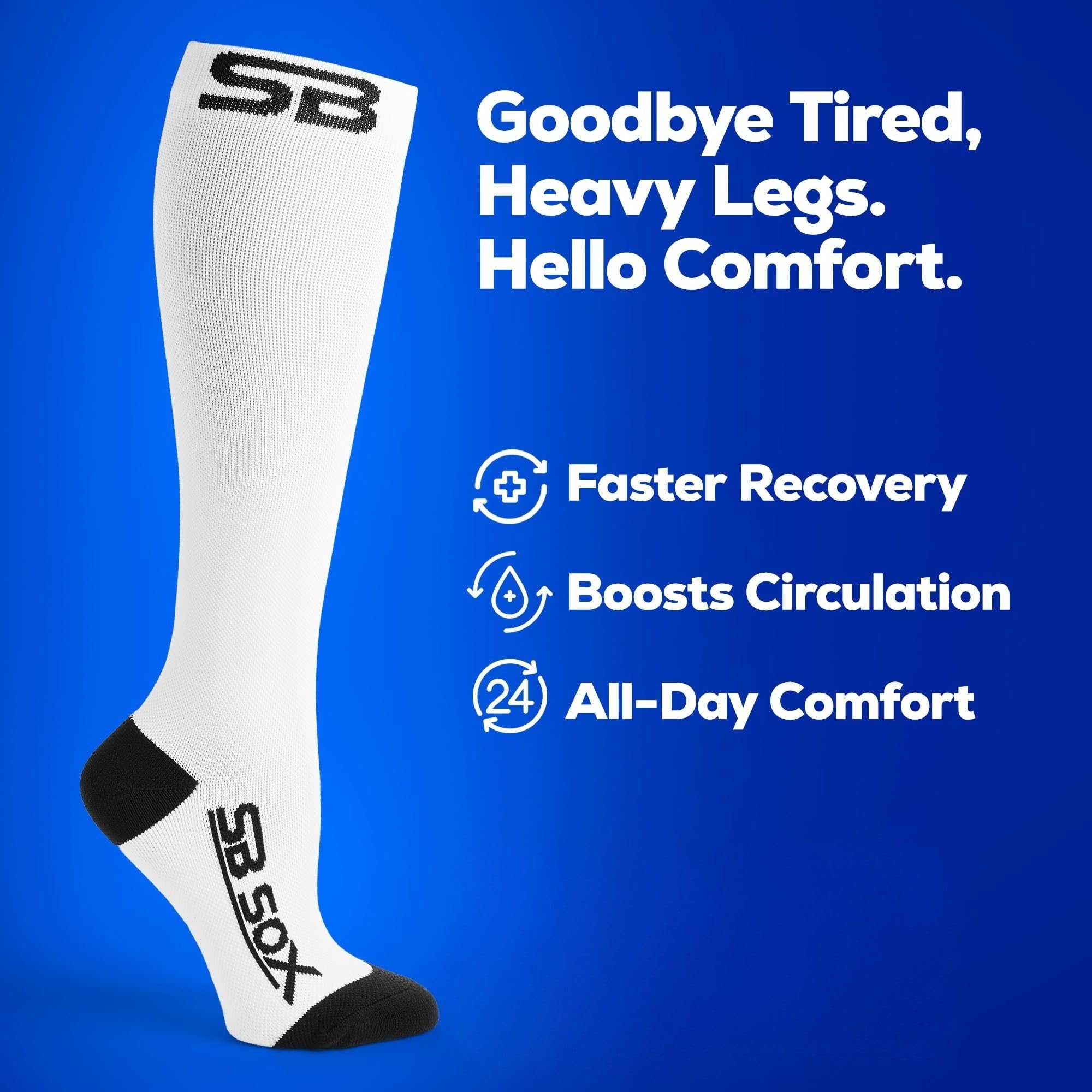 SB SOX Lite Kompressionsstrümpfe (15-20mmHg) für Männer & Frauen - Perfekt für Frühjahr/Sommer - Best Strümpfe für Laufen, Medizin, Sport, Reise, Schwangerschaft