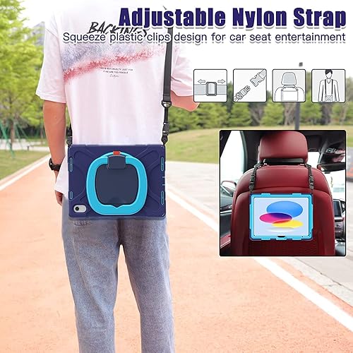 Vista 253 de Funda para iPad (A16) de 11 pulgadas 2025, Aslo para iPad 10 de 10.9 pulgadas 2022, funda resistente a prueba de golpes, soporte giratorio, soporte