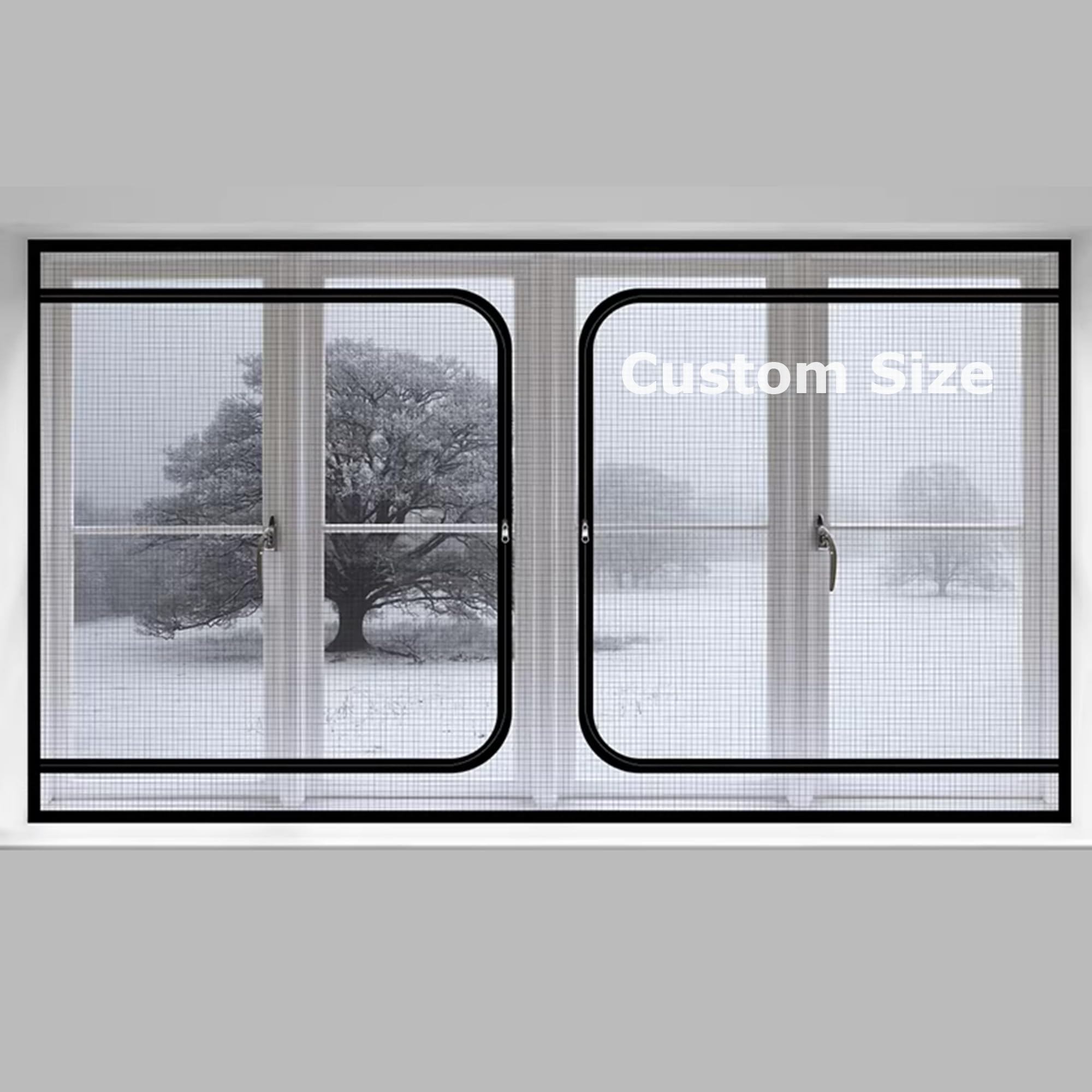 Insect Mesh for Windows, Custom Size Window Screen Mesh, Cat Safety Net with Zipper, Self-Adhesive Fly Mosquito Nets, Fly Screen Netting Easy Installation