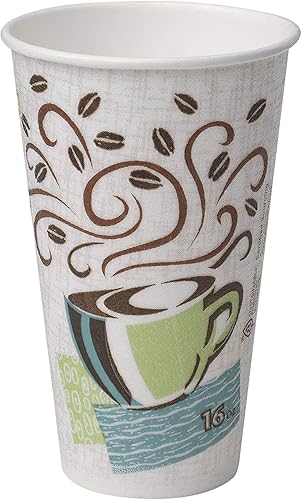 Miniatura 3 de Dixie PerfecTouch WiseSize Coffee Design - Taza de papel aislada, paquete de tazas y tapas de 16 onzas (16 onzas, 50 tazas, 50 tapas)