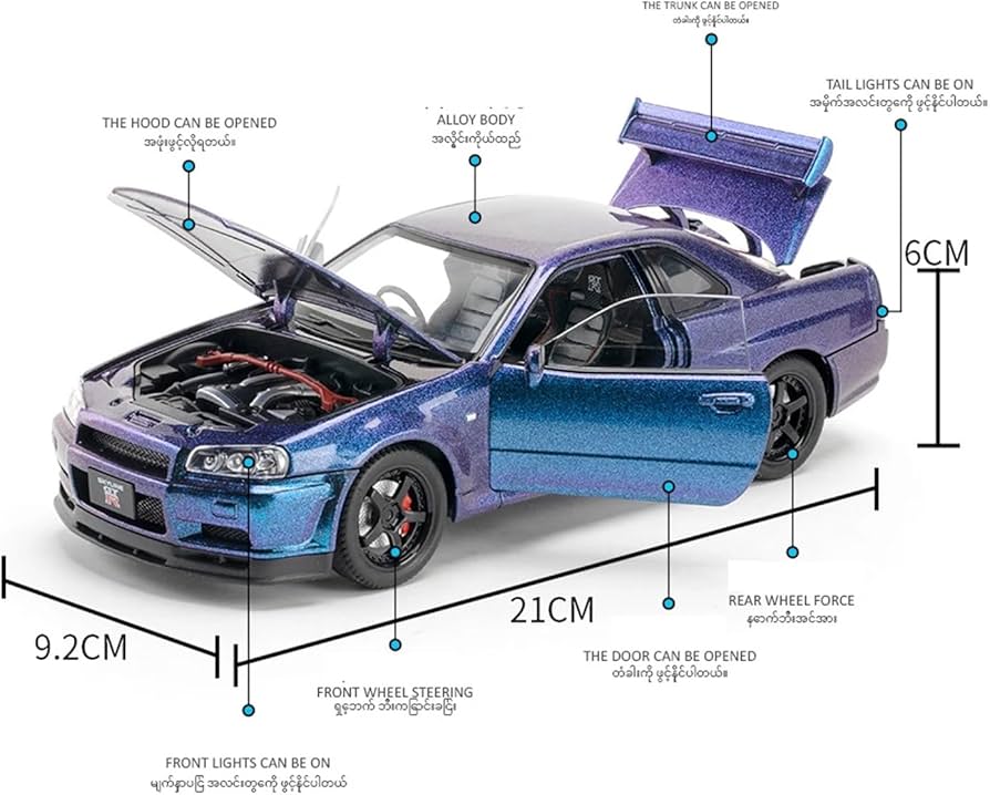 Nissan Skyline (R34) 1:24 ミニカー Jada JADATOYS 1/24 ワイルドスピード ミニカー ダイキャスト