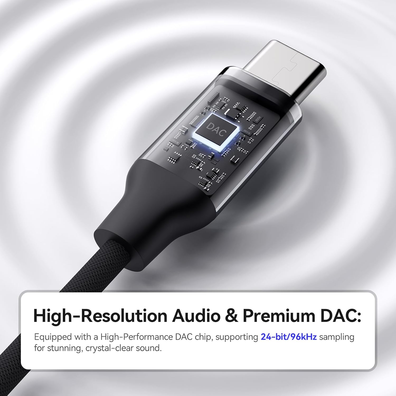 OneOdio USB C to 3.5mm Audio Adapter, Type C to Headphone Aux Jack, 24bit/96kHz HiFi DAC Digital Audio Converter Compatible with iPhone 17 16 Galaxy S25 S24 Ultra, Tablets, Laptops - Image 3