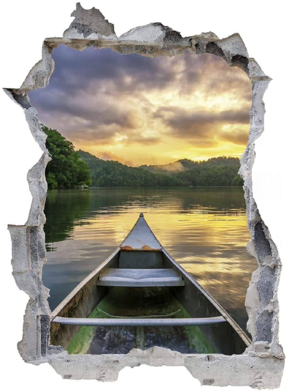Sztuka ścienna naklejki 3D Schiff efekt specjalny widok na zewnątrz pęknięta ściana dekoracyjne usuwalne DIY winylowe naklejki ścienne salon, sypialnia mural 75 x 113 cm