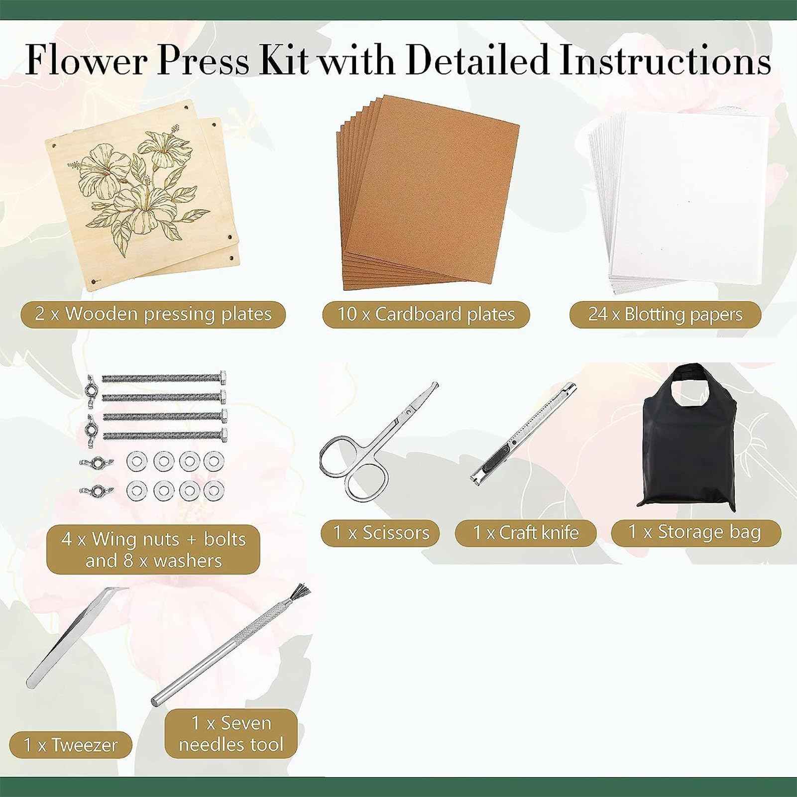 Genérico Kit de Flores Prensadas - Herramienta de Madera para Plantas Secas | Herramienta de Secado de 28x28 cm 10 Capas para Manualidades Adultos Niños Elaboración de Marcadores