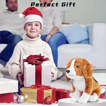 lilizzhoumax Simulation Beagle Dog Plush Toy 30cm/12inch Realistic Stuffed Animal Wild Dog Puppy Cute Funny Soft Home Decoration Birthday Gift for Kids boys girls