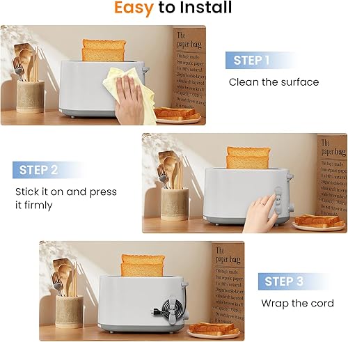 Miniatura 4 de Organizador de cables para electrodomésticos, paquete de 6 envolturas de cable de silicona gris, soporte de cable adhesivo para mezcladoras,