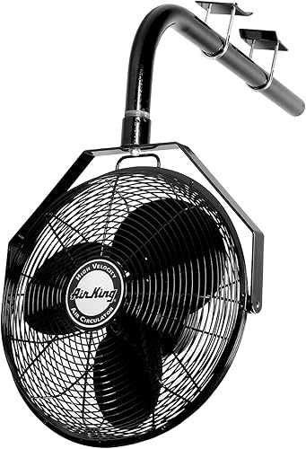 Air King 9618 Ventilador de montaje de haz en I de grado industrial de 18 pulgadas y 1/6 caballos de fuerza con 3,190 CFM, acabado negro