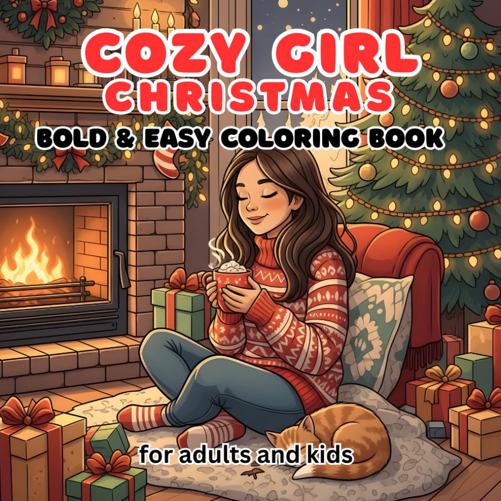 Cozy Girl Christmas – Bold and Easy Coloring Book for Adults and Kids: Relaxing Holiday Coloring Book Featuring Cozy Winter Scenes, Cute Girls, and Festive Christmas Moments for Joyful Coloring Fun
