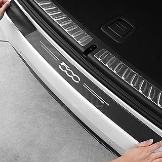 Car Boot Sill Protector Film for FI-at 500 500E 500L 500C 500S 500X, Self-Adhesive Carbon Fibre Boot Bumper Protection Sticker - Scratch Protection - Styling Decoration Accessories, Black