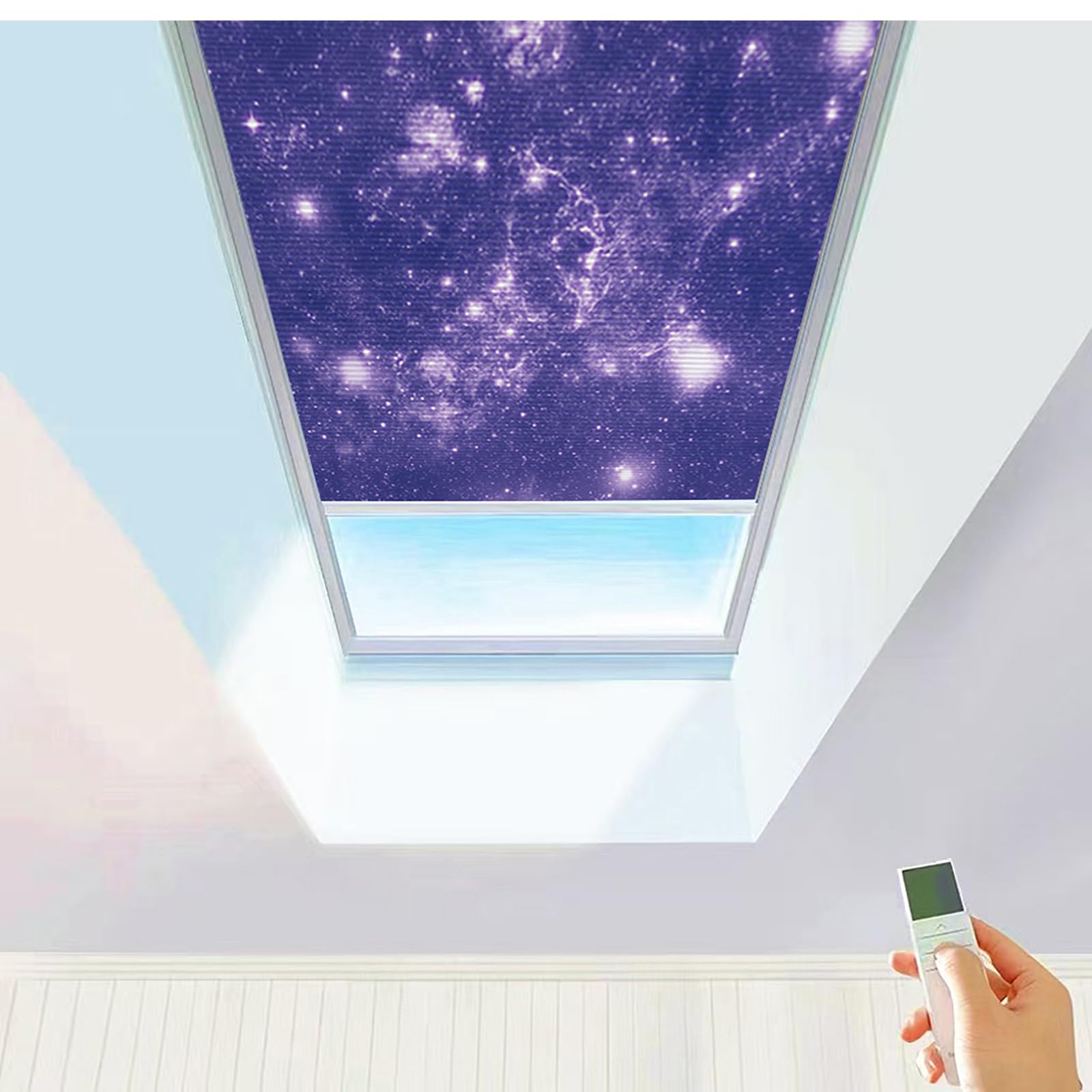 TIPIACE Motorized Skylight Blinds,Cellular Shades(Full Blackout-Dark Blue