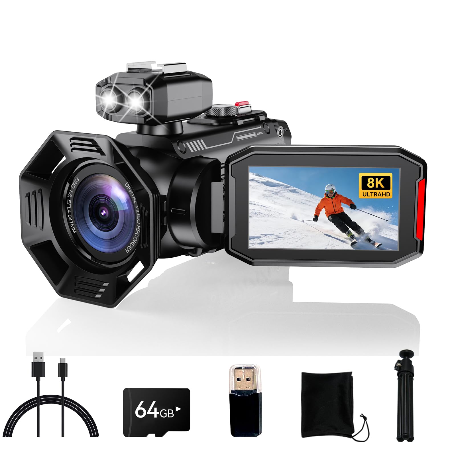 8K Video Camera Camcorder, 92MP with 3” 270° Flip Screen, 18X Digital Zoom, WiFi and Webcam for YouTube, 32GB SD Card, Built-in Rechargeable 2500mAh Battery (8K Black)-picture-21