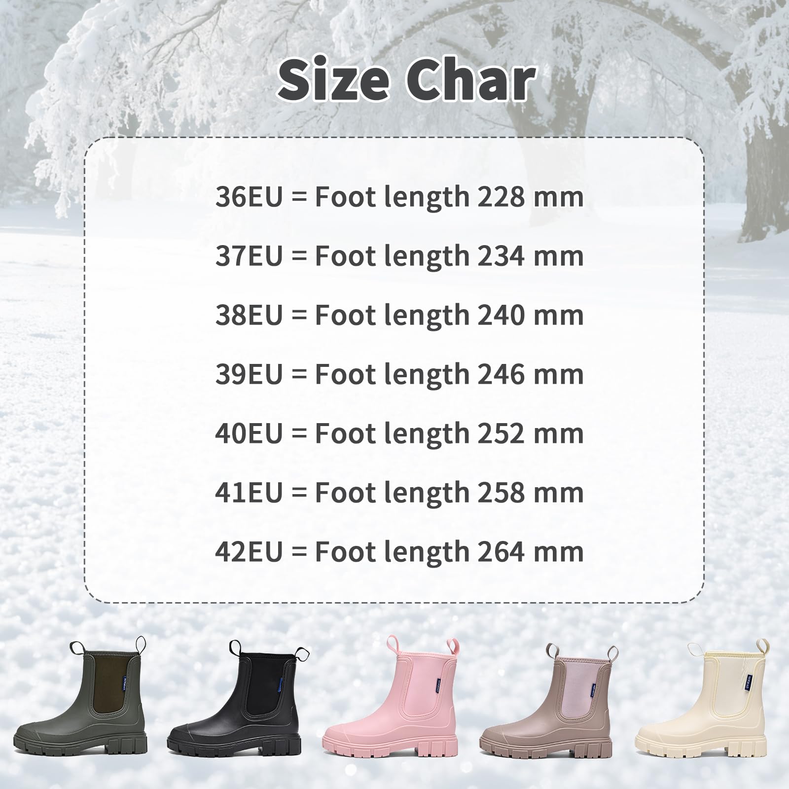 Stivali Pioggia Donna Impermeabile Inverno Tenersi al Caldo Antiscivolo Stivaletti di Gomma Leggere Comode Boots Antipioggia Moda Stivali Giardinaggio 36-42 EU