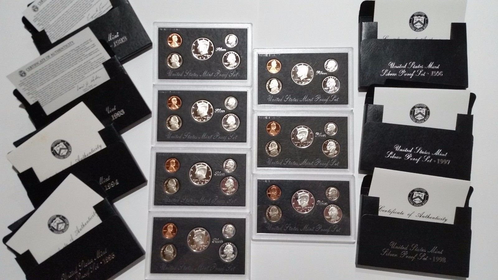 1992 1993 1994 1995 1996 1997 1998 Complete Set US Mint Silver Proof Sets DCAM Proof
