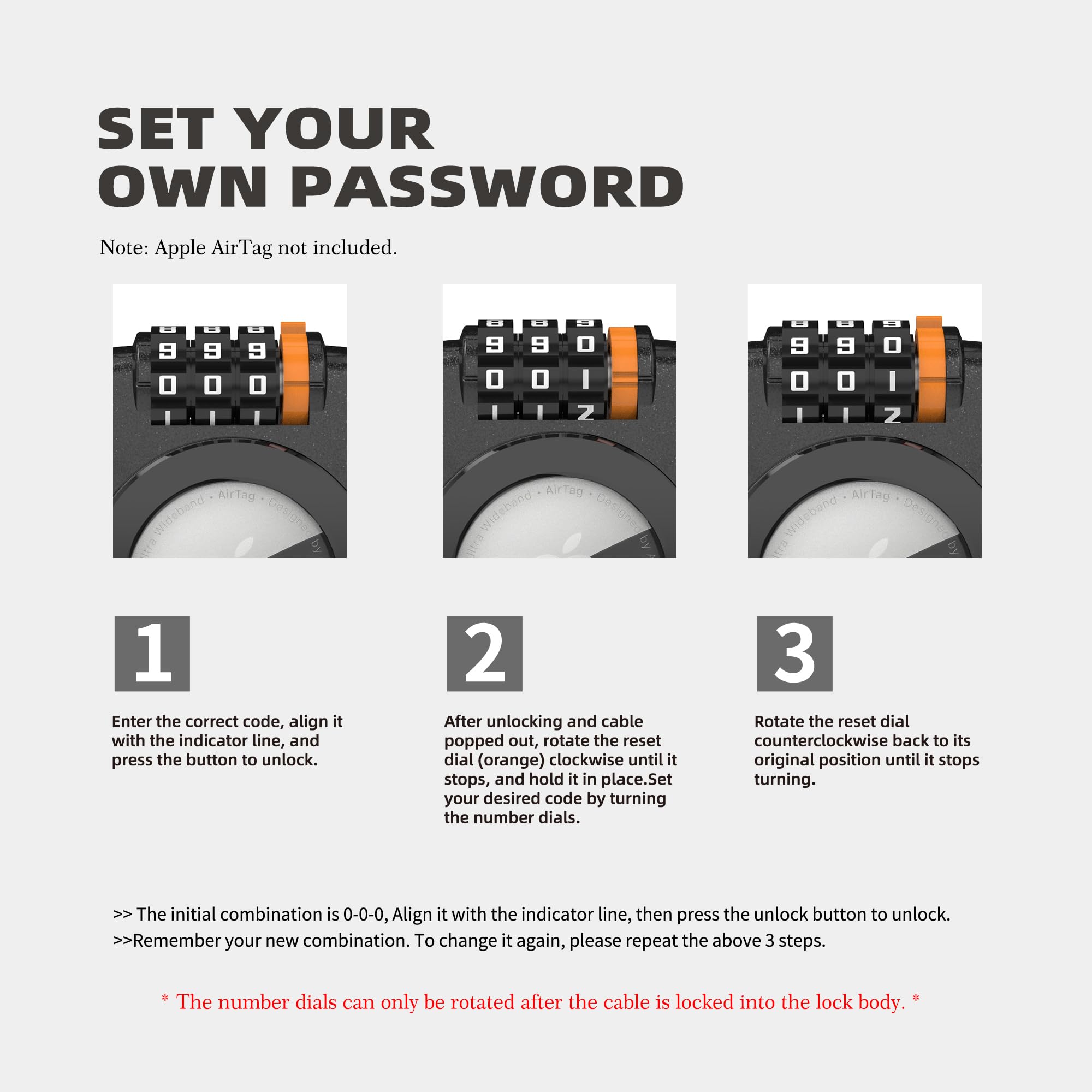 Amazon.com: UP Security AirTag Holder with Combination Lock
