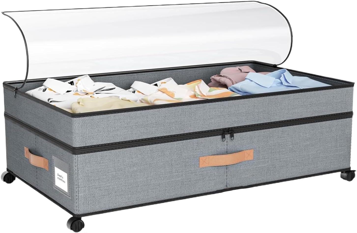 Under Bed Storage Containers | 72L Dustproof Organizer,Under Bed Rolling Storage Container,for Shoe Clothes Sheet Fabric Toy Blanket Bedding Home Bedroom Living Room Apartment