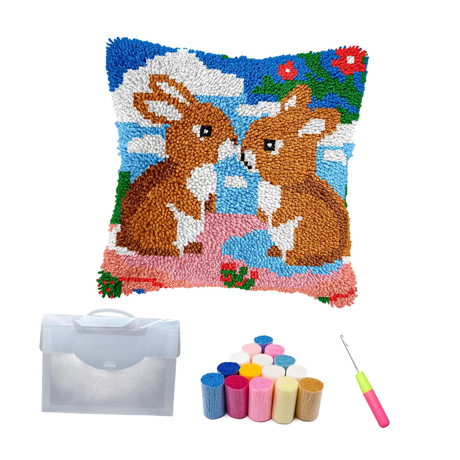 Latch Hook Pillow Cover Kits for Adults Kids Hobby Crafts Needlework Cushion Style B|Crafts| Needlecrafts & Yarn| Embroidery & Cross Stitch| Hand Embroidery Kits| Punch Needle Kits-image-32