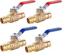 Vista 14 de Paquete de 2 EFIELD Válvula de bola de latón de cierre completo de puerto completo de expansión de Pex A de 1/2 pulgada con oreja caída, rojo