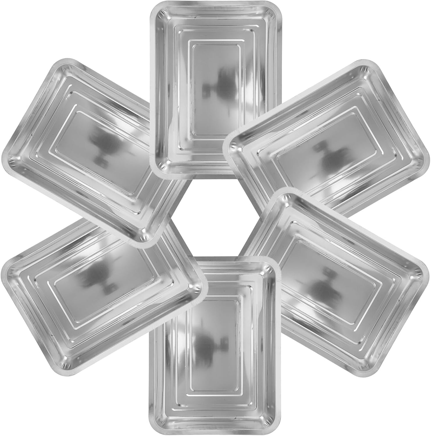 NUOBESTY 6pcs Stainless Steel Seedling Trays Plant Nursery Containers with Water Catchers for Indoor Gardening and Transplanting, 36×27×4.8cm Sturdy Germination and Sprouting Trays