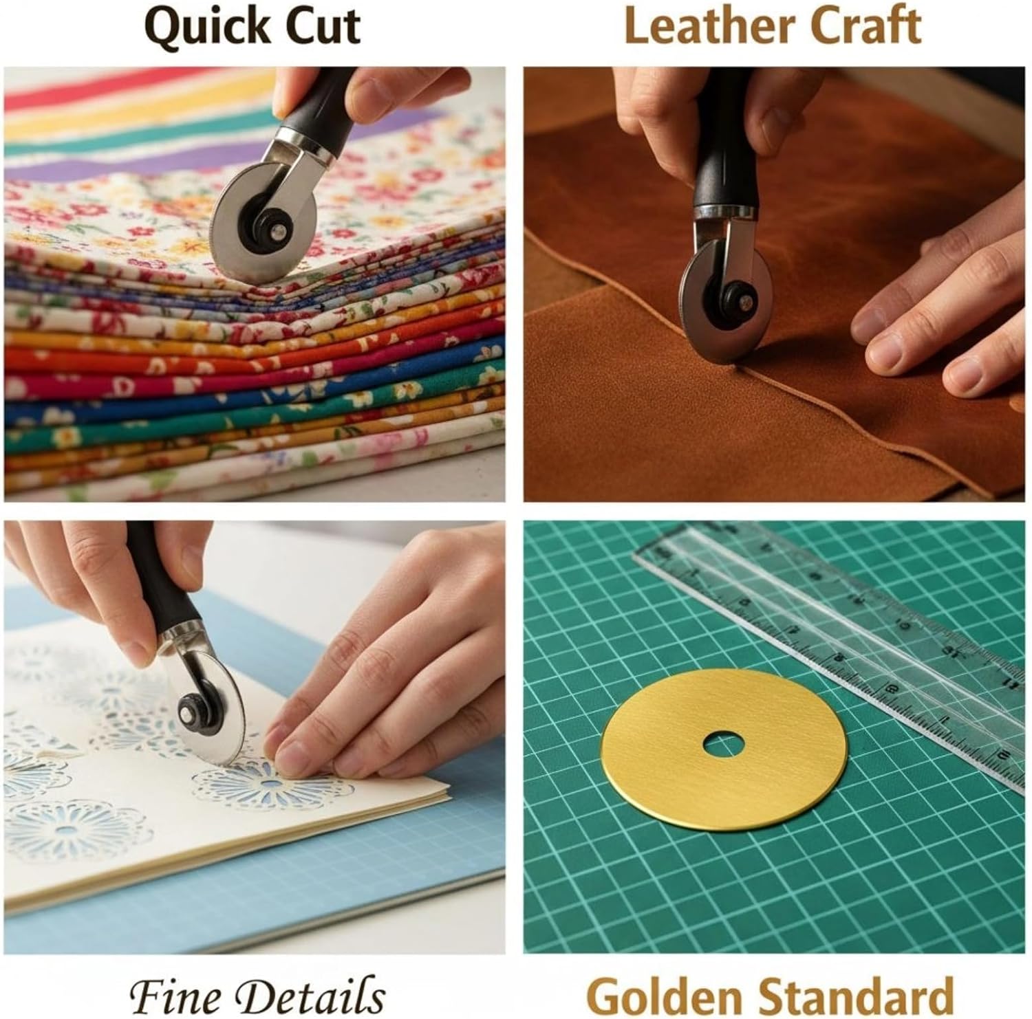 60Mm Cutter Blades, 10 Pcs Steel Spare Blades With Case, Golden Coated For Leather, Fabric, And Paper Cutting