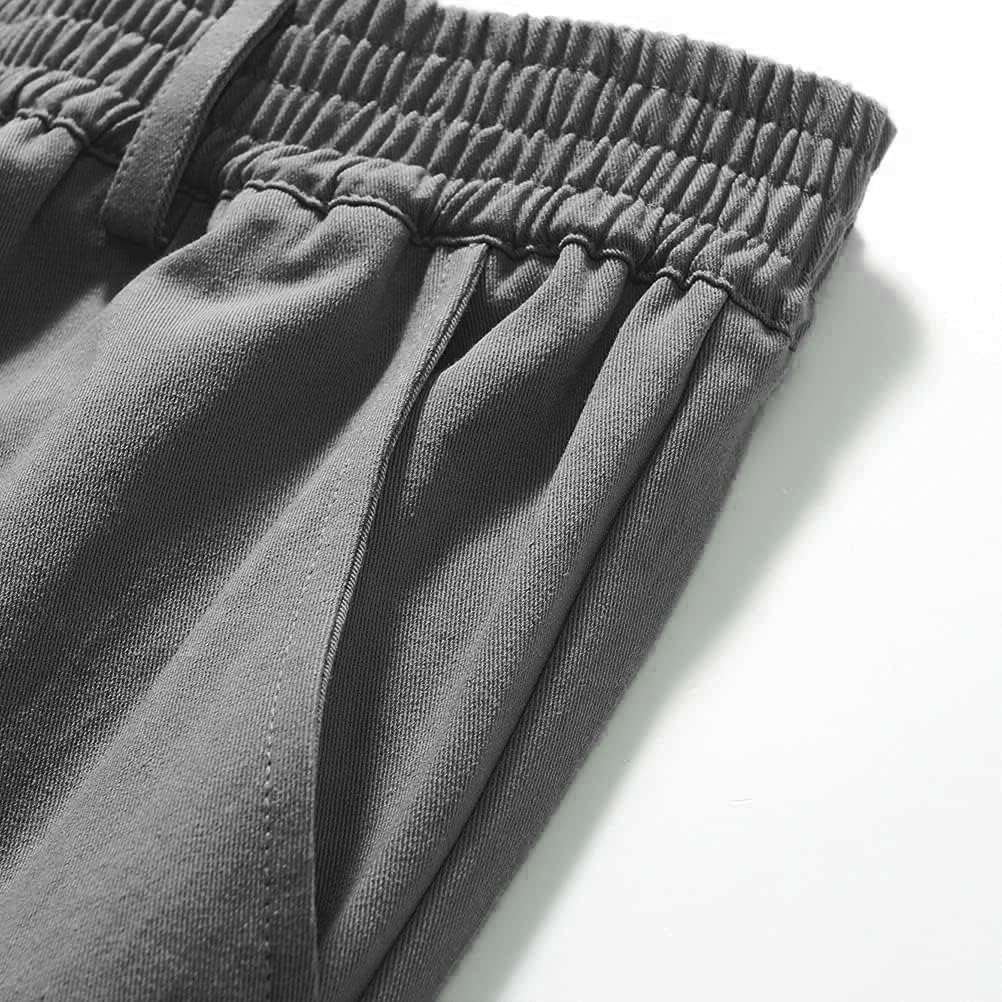 IDEALSANXUN Men’s Elastic Waist Loose Fit Denim Pants Casual Solid Jeans Trouser